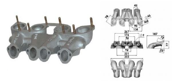 Coletor de Admissão para Motores VW AP 8V / 2 Weber IDF (vertical)