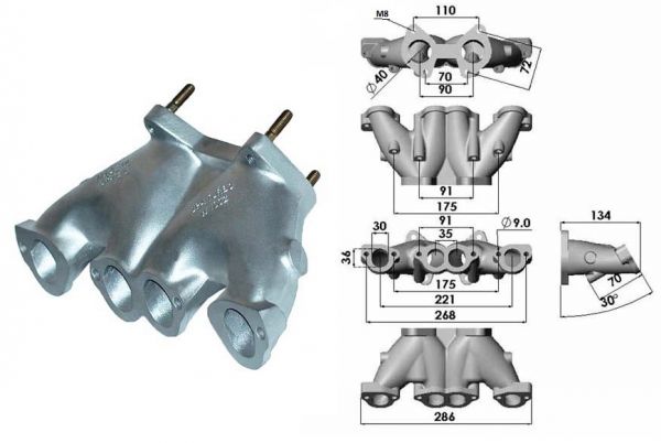 Coletor de Admissão para Motores VW AP 8V / 1 Weber DCOE (horizontal)